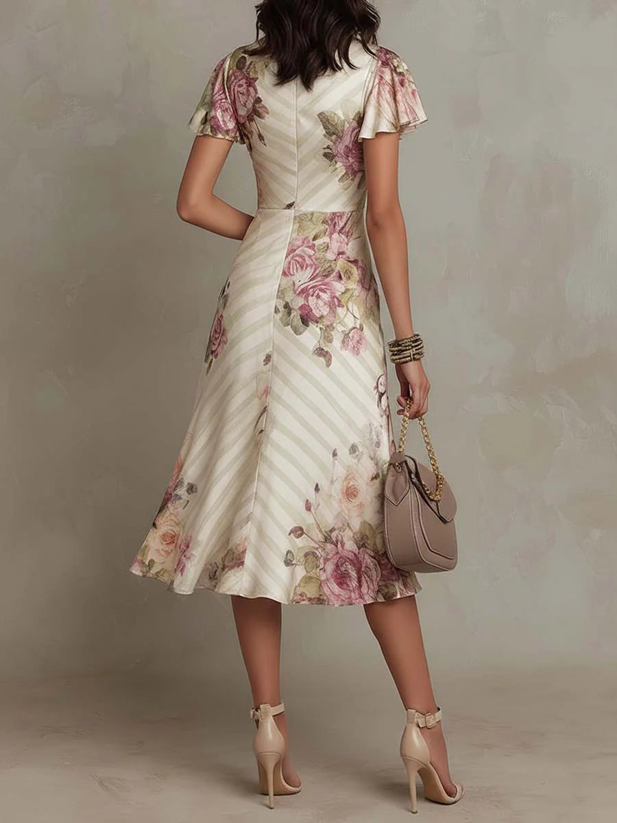 Alba | Robe midi satinée florale