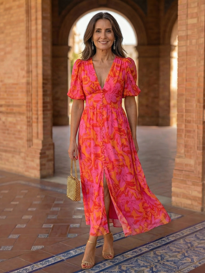 Alicia | Vestido Maxi Brillo Solar