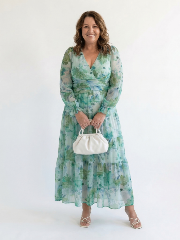 Susana | Vestido Maxi Floral de Manga Larga