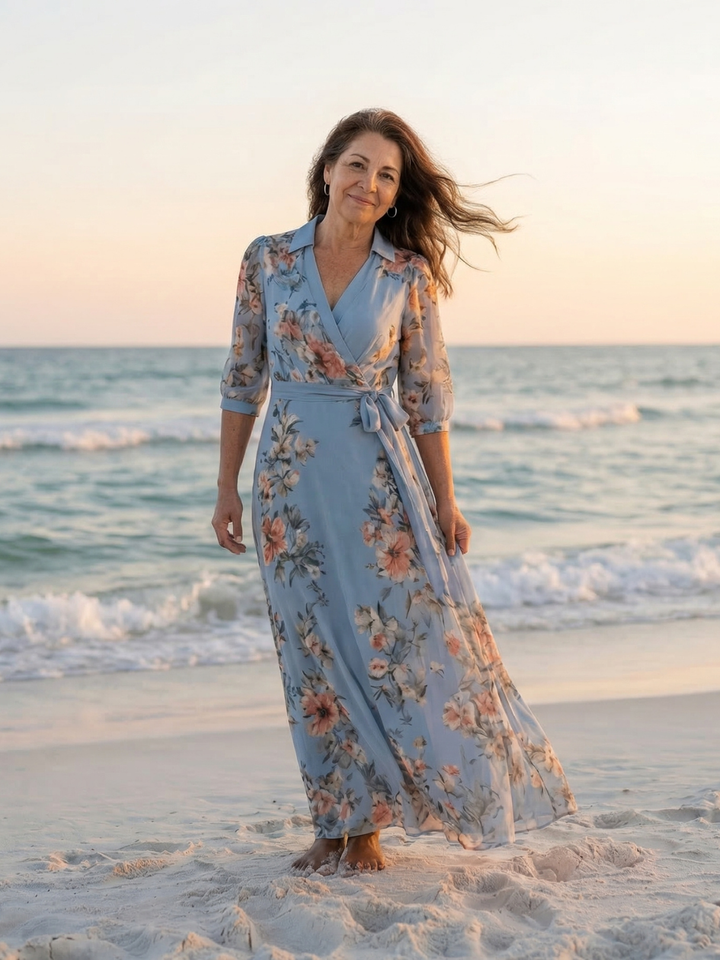 Eva | Vestido Maxi Floral con Escote en V