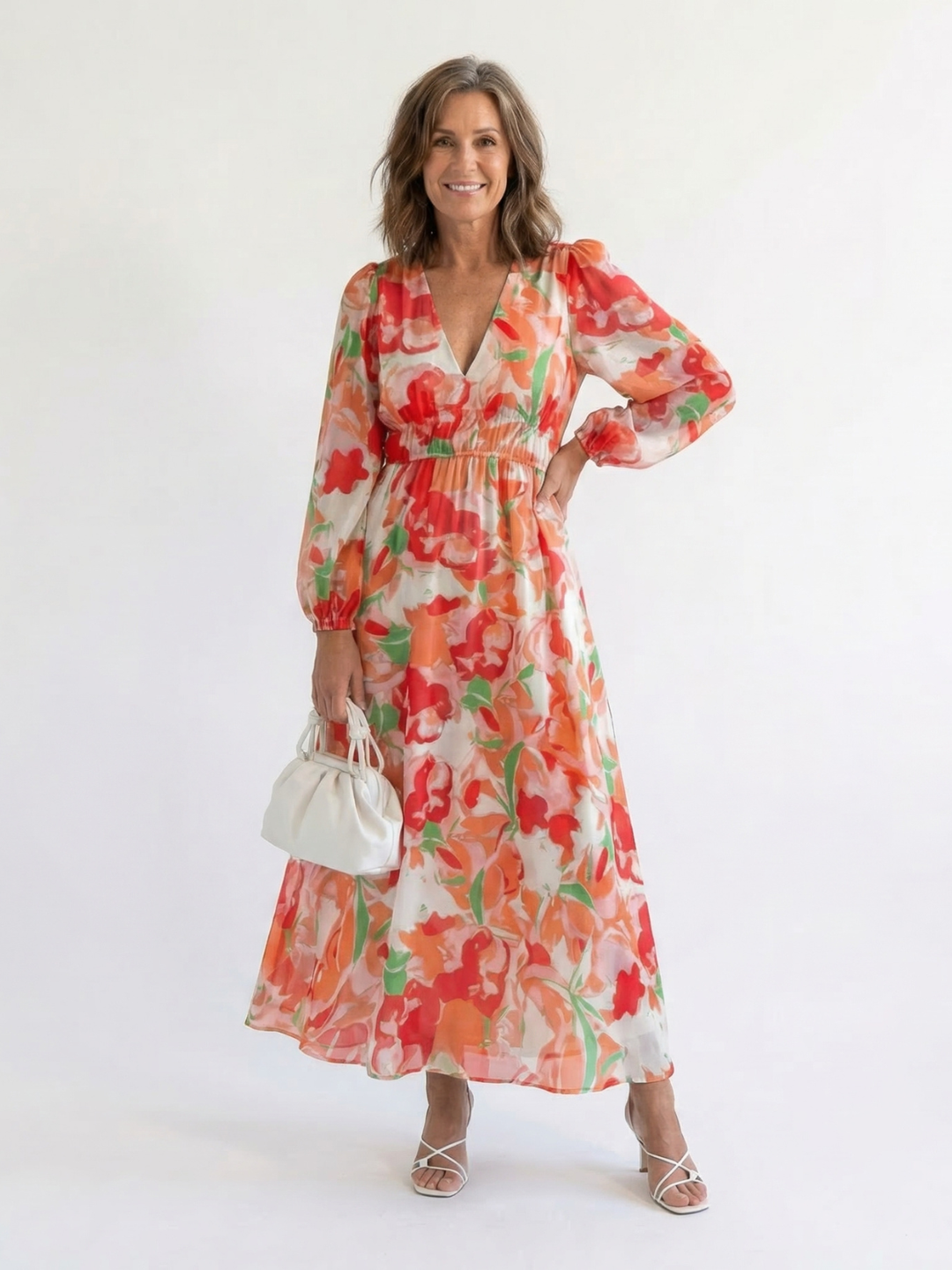 Susana | Vestido Maxi Floral de Manga Larga