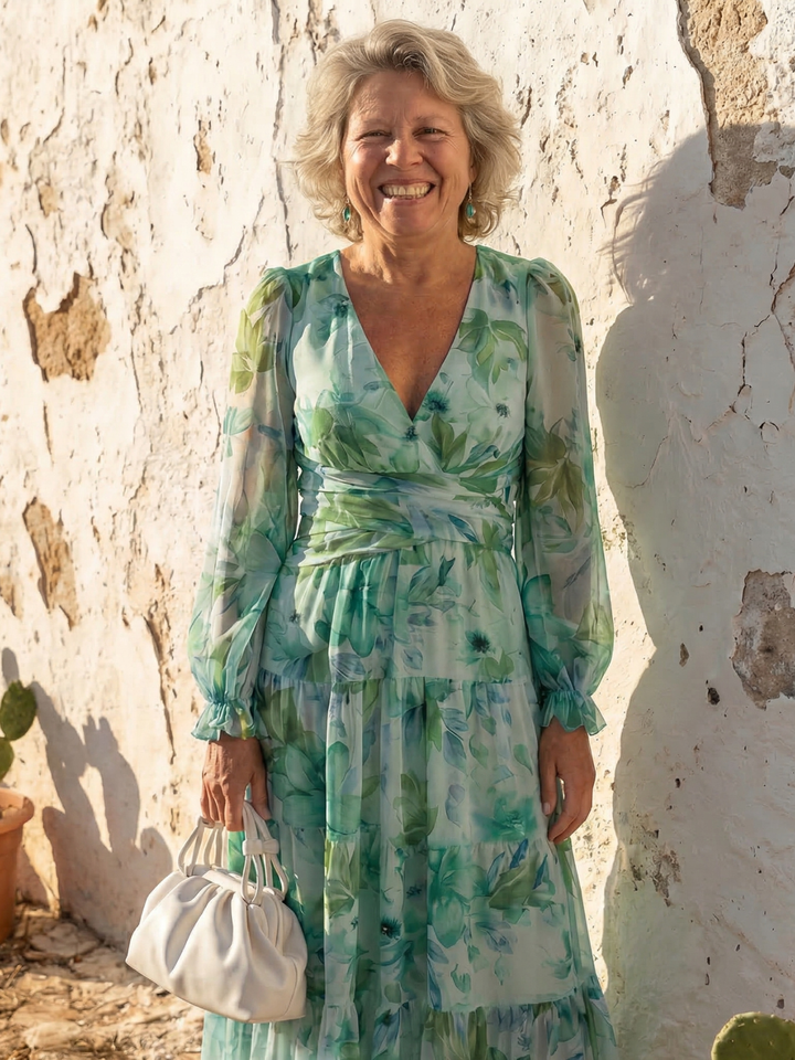 Susana | Vestido Maxi Floral de Manga Larga