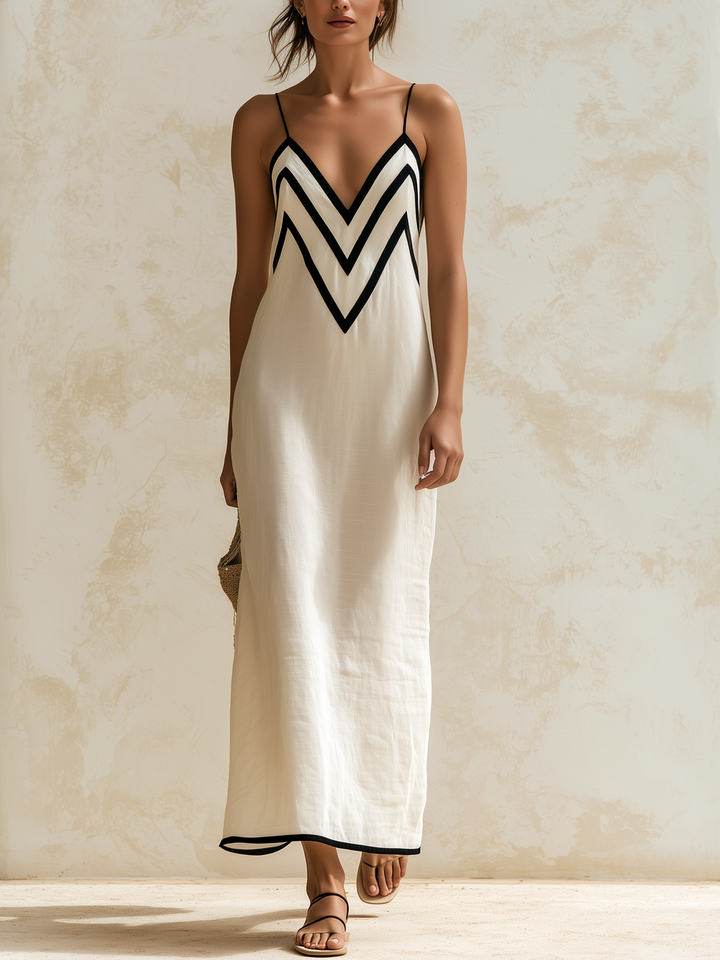 Inès | Robe maxi à bordures contrastées