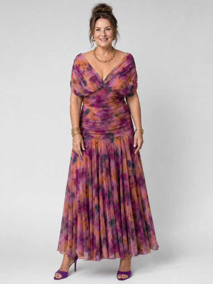 Denise | Robe midi fluide à épaules dénudées