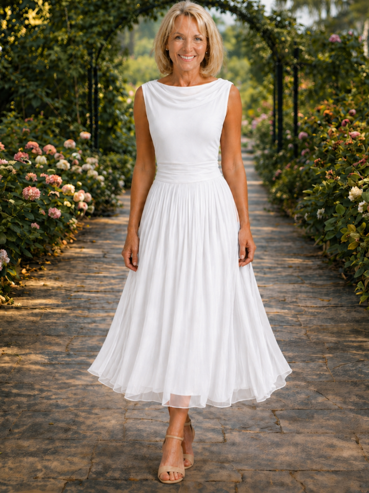 Vivienne | Women Draped Pleated Guest Midi Dress