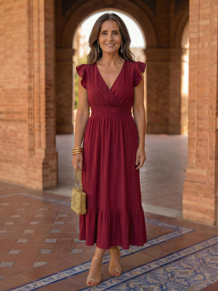 Maria | Vestido Maxi Cruzado con Manga Volante