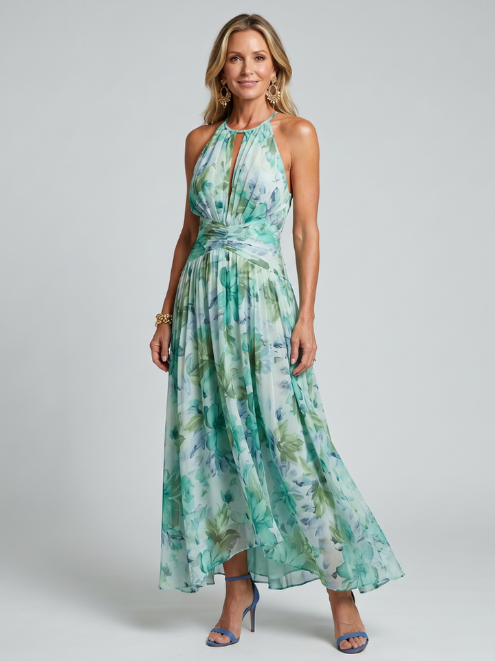 Pauline | Robe midi plissée à motif floral doux