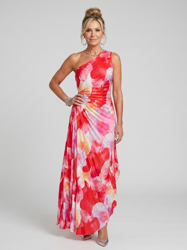Thérèse | Robe midi plissée à une épaule