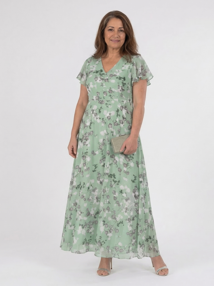 Nuria | Vestido Maxi de Chifón Floral
