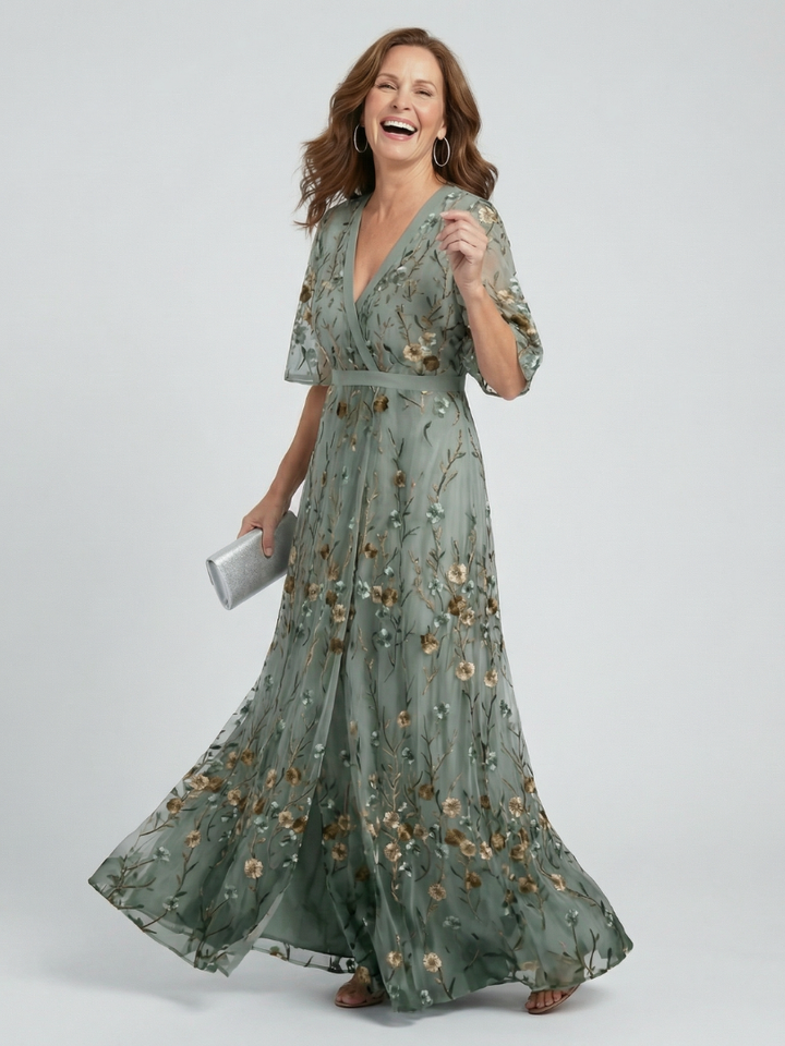 Céline | Robe maxi fleurie à encolure halter