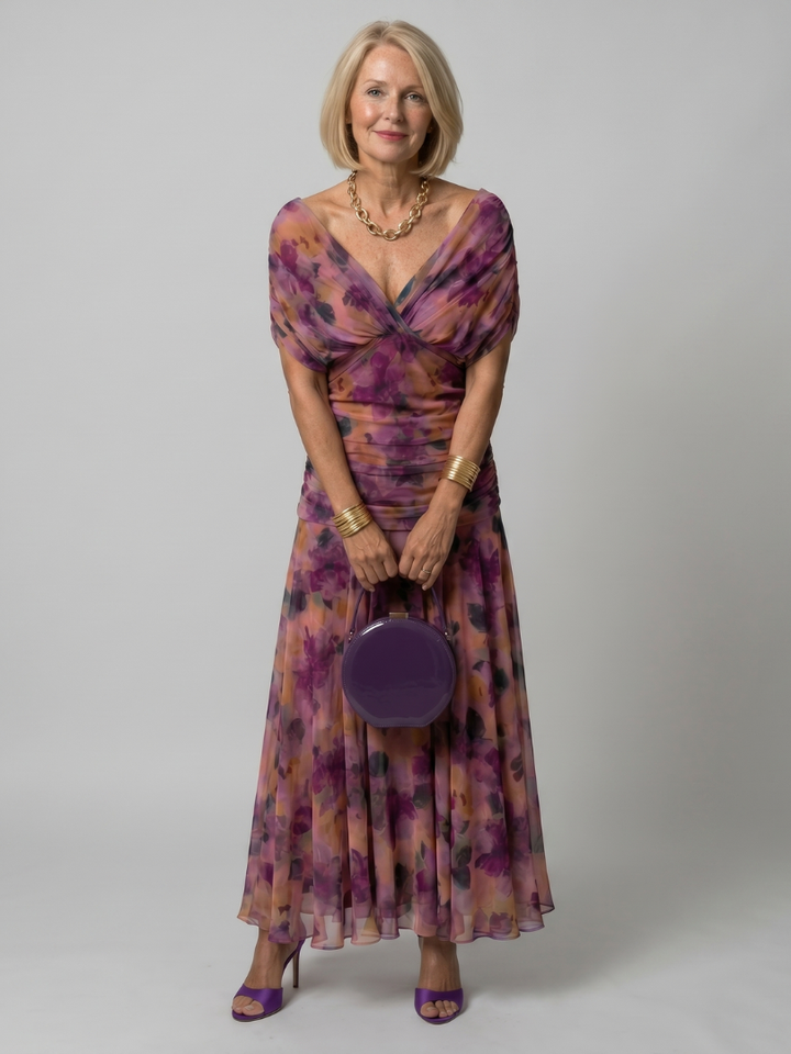 Annie | Robe Midi Décontractée à Épaule Dénudée