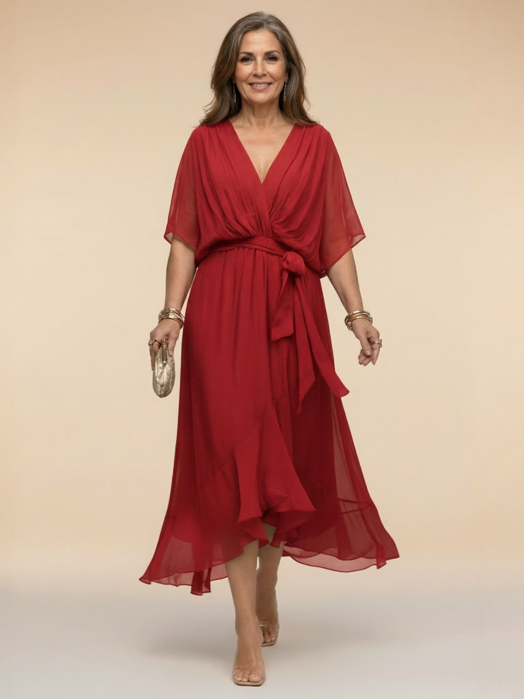 Sandra | Vestido de Chiffon con Escote en V