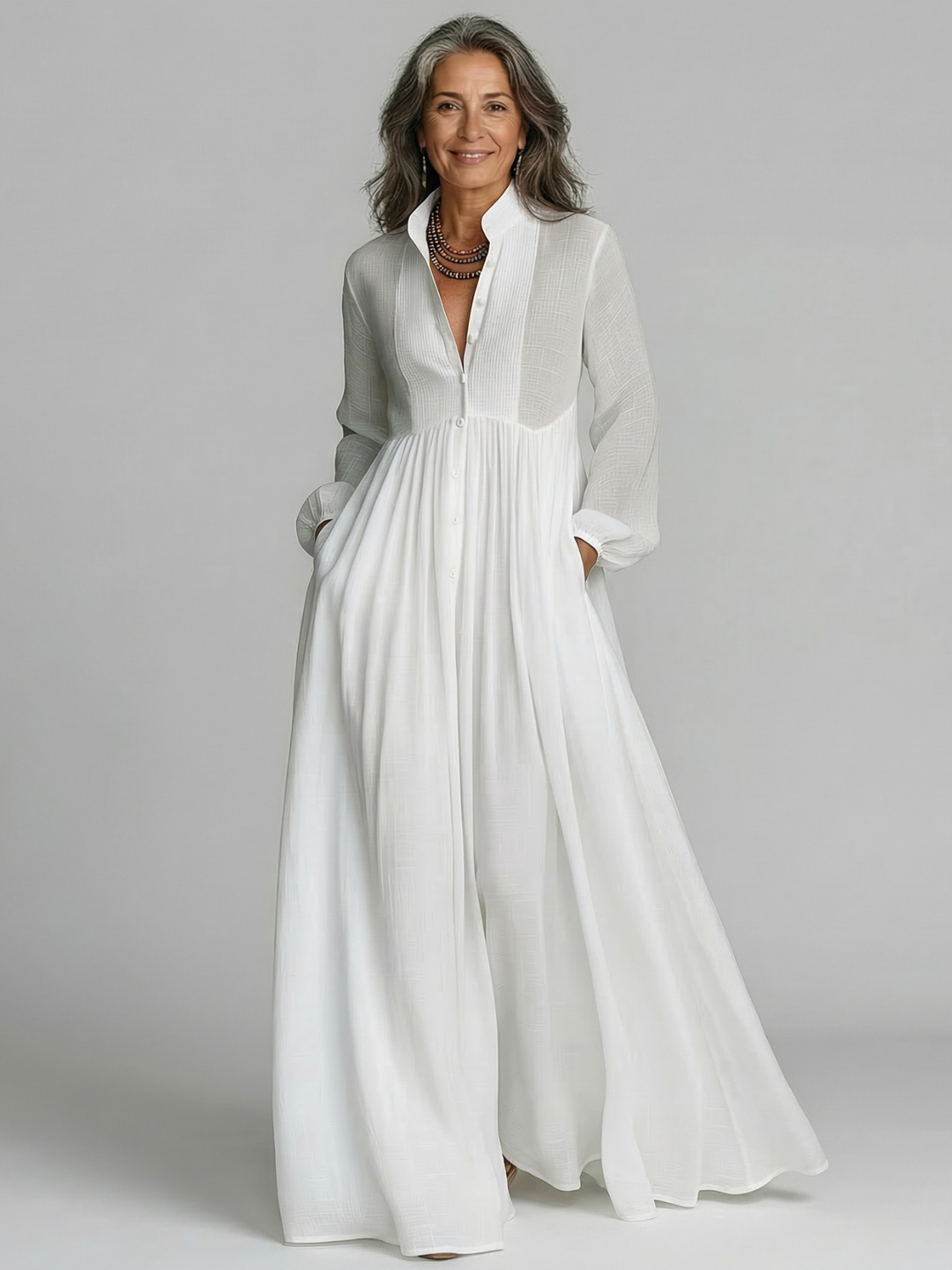 Esther | Vestido Maxi con Botones Frontal Fluidos