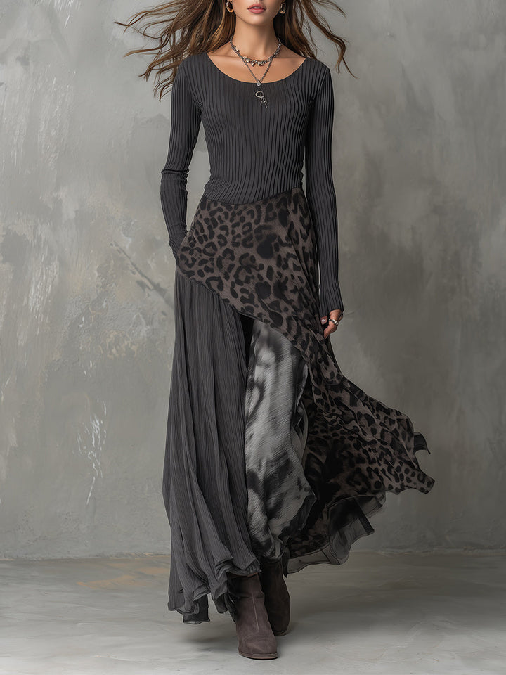 Martine | Robe longue bohème léopard
