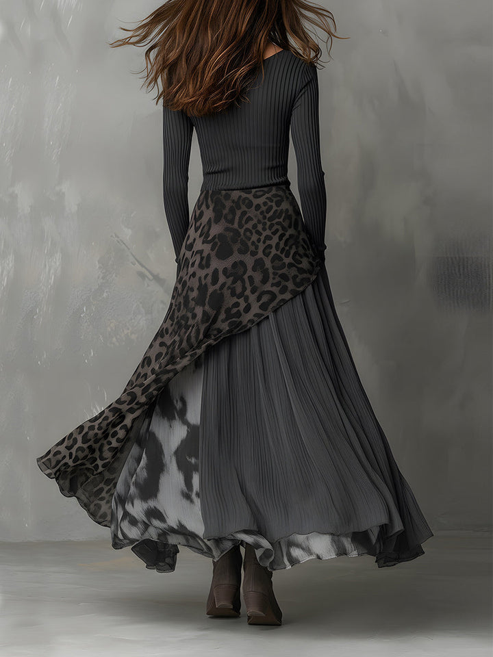 Monique | Robe longue bohème à imprimé léopard