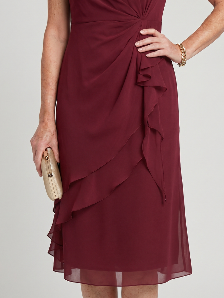 Élise | Robe midi à manches courtes et ourlet superposé
