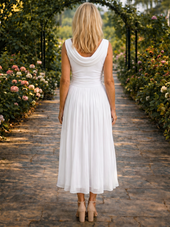Vivienne | Women Draped Pleated Guest Midi Dress