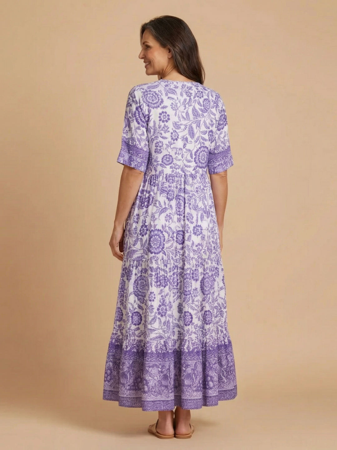 Lidia | Vestido Floral con Escote en V Elegante