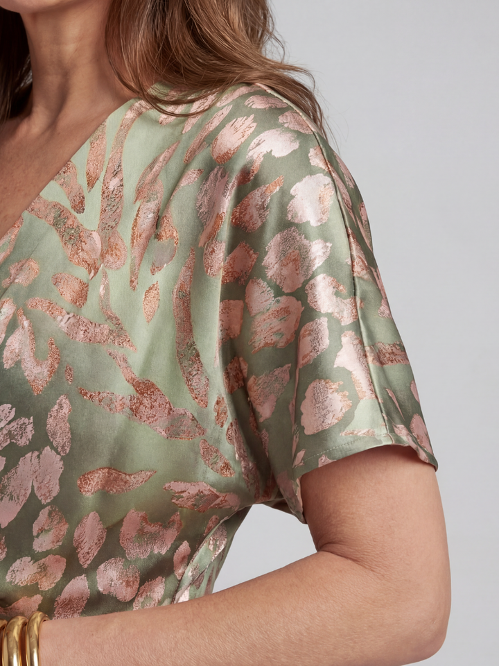 Coralie | Robe midi croisée à imprimé abstrait
