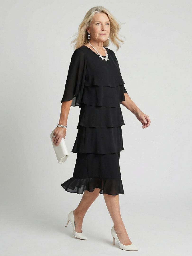 Brigitte | Robe midi à volants superposés