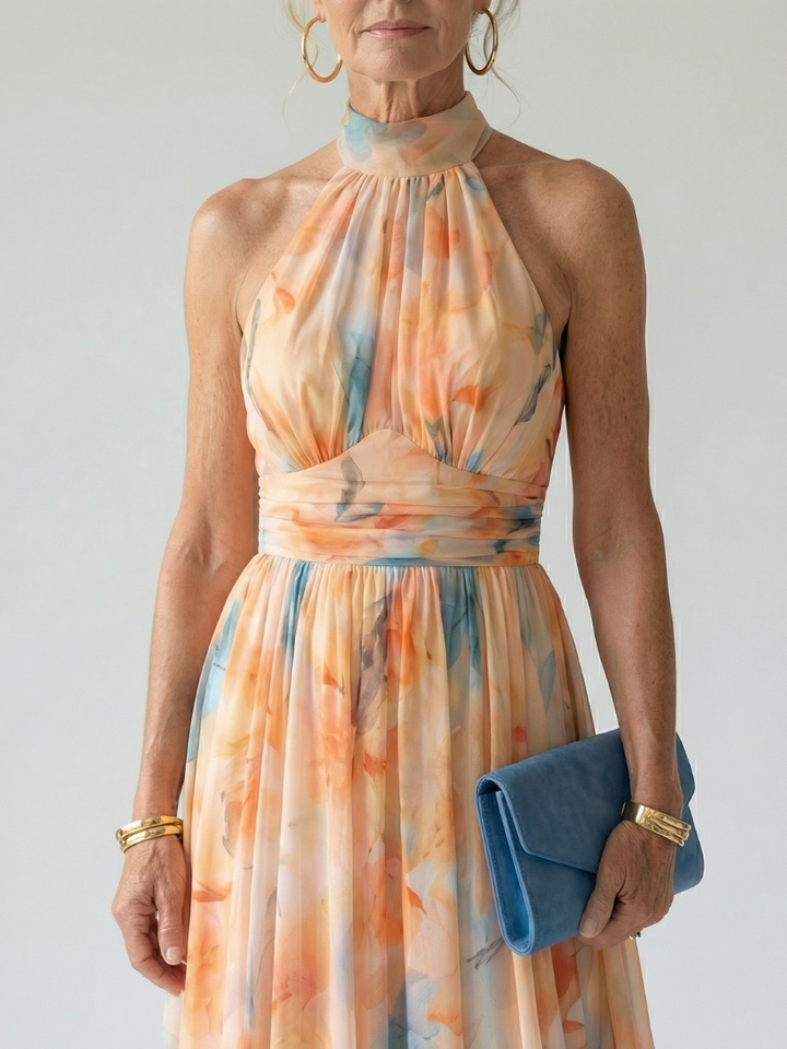 Élise | Robe midi douce à encolure halter