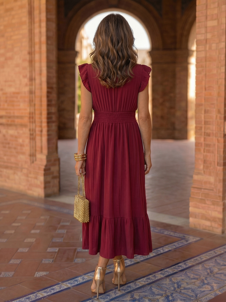 Maria | Vestido Maxi Cruzado con Manga Volante