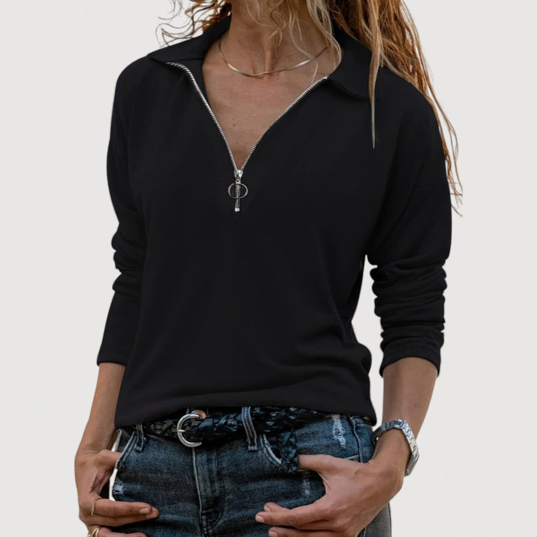 MAUREEN – ZIP COLLAR TOP