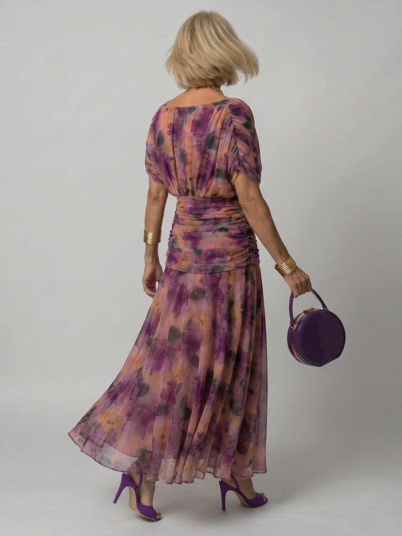 Denise | Robe midi fluide à épaules dénudées