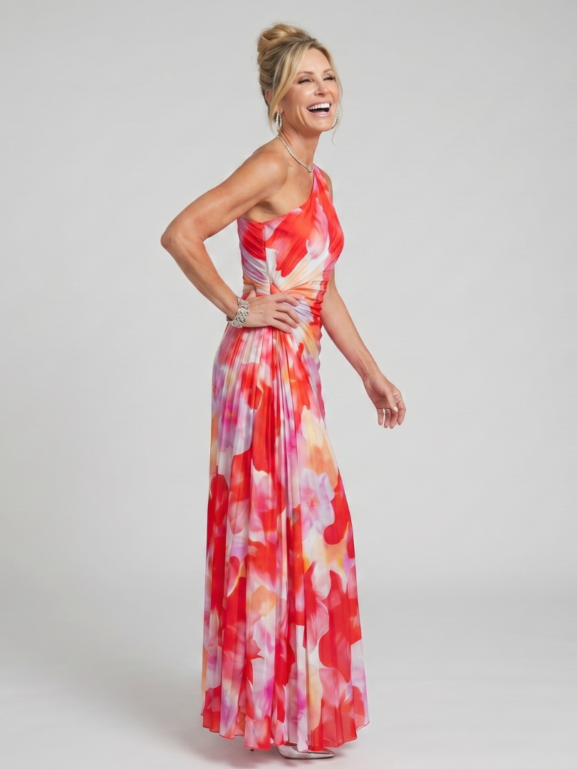 Thérèse | Robe midi plissée à une épaule