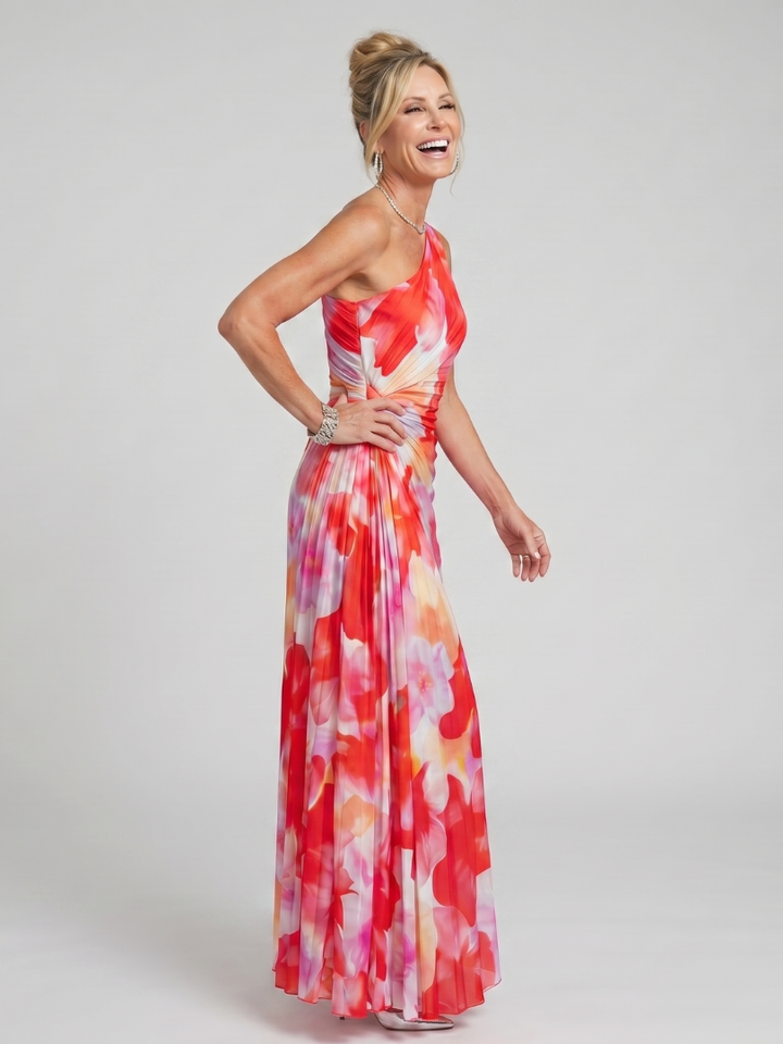 Thérèse | Robe midi plissée à une épaule