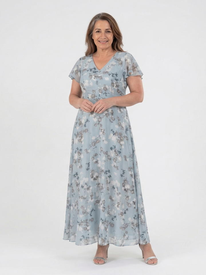 Nuria | Vestido Maxi de Chifón Floral
