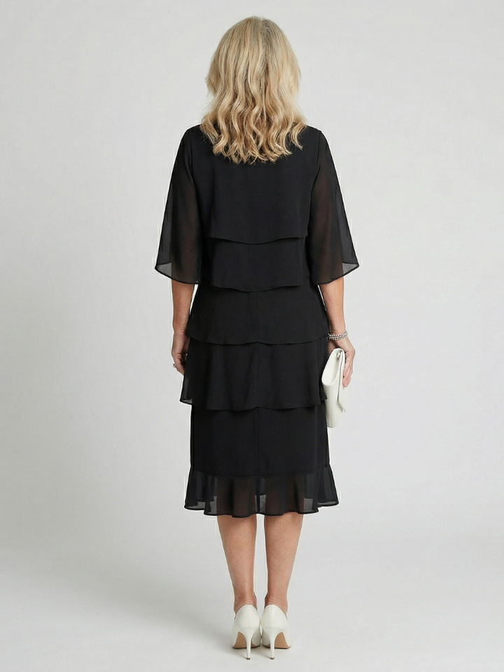 Brigitte | Robe midi à volants superposés