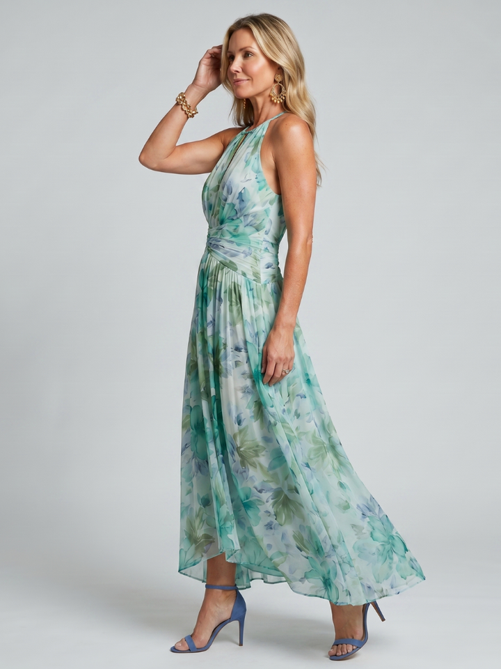 Pauline | Robe midi plissée à motif floral doux