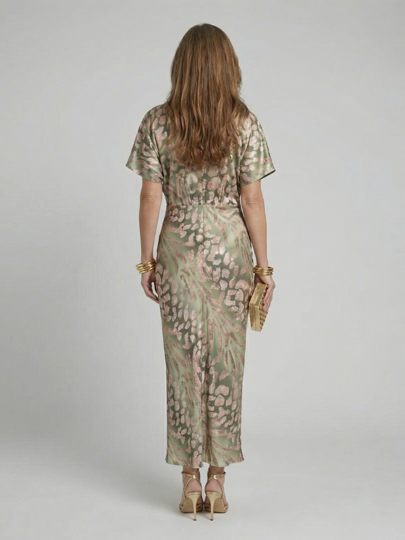 Coralie | Robe midi croisée à imprimé abstrait