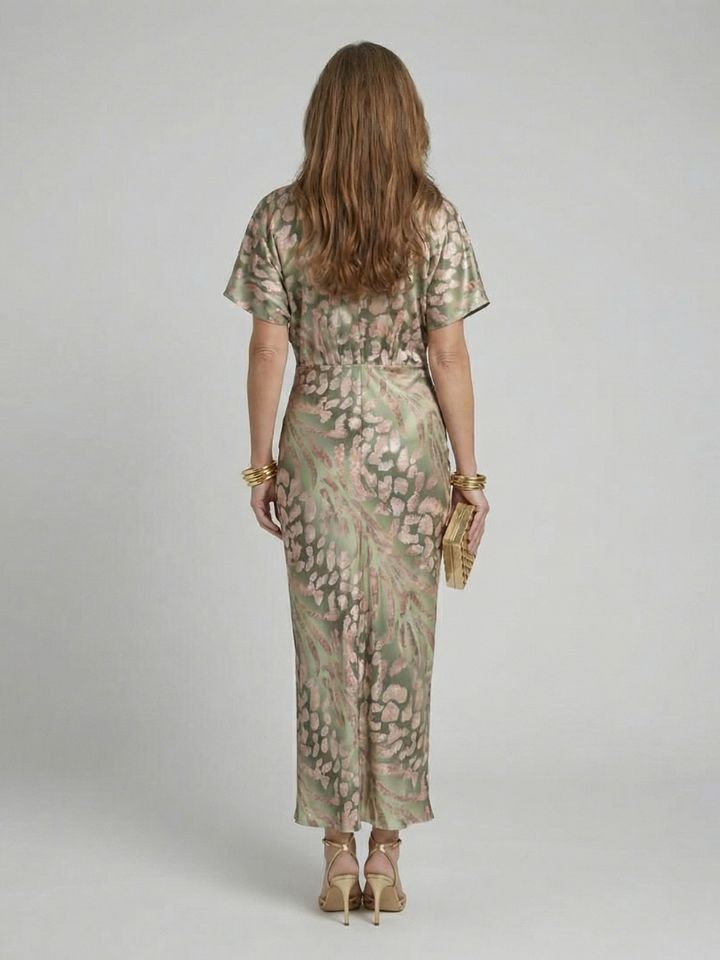 Coralie | Robe midi croisée à imprimé abstrait