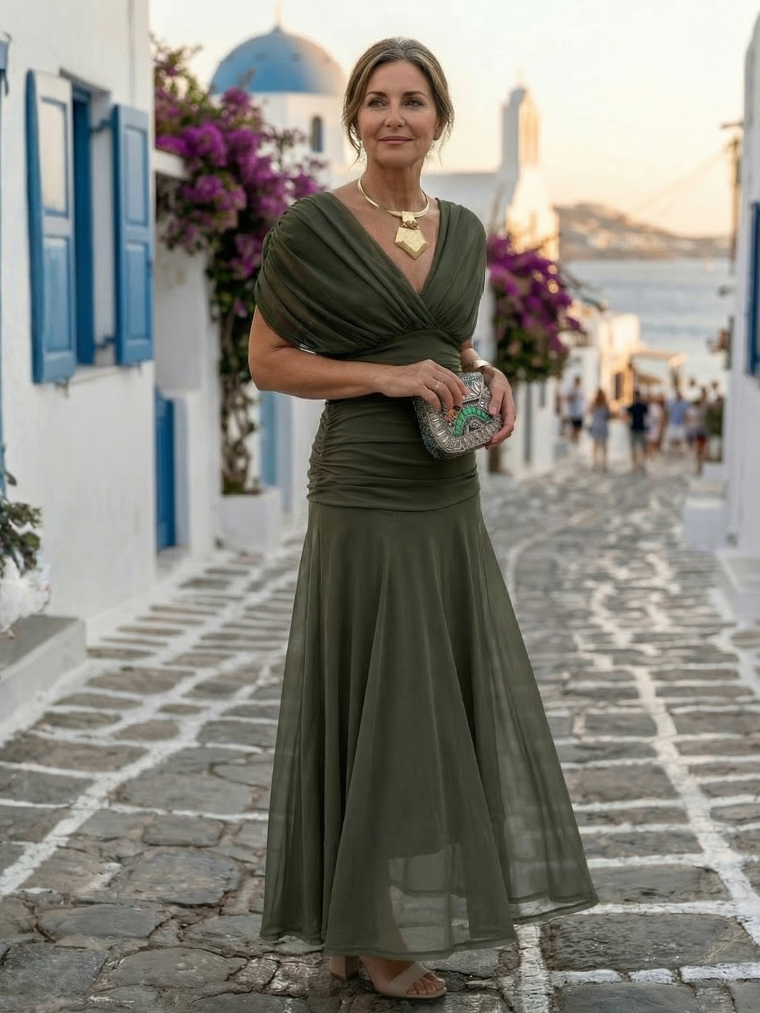 Elena | Vestido largo elegante con escote en V