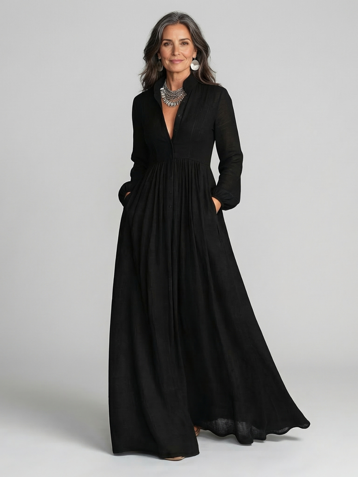 Esther | Vestido Maxi con Botones Frontal Fluidos