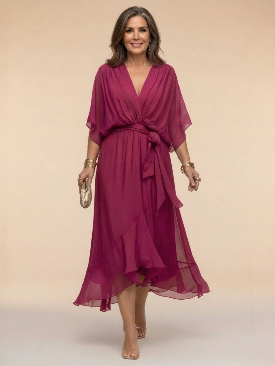 Sandra | Vestido de Chiffon con Escote en V