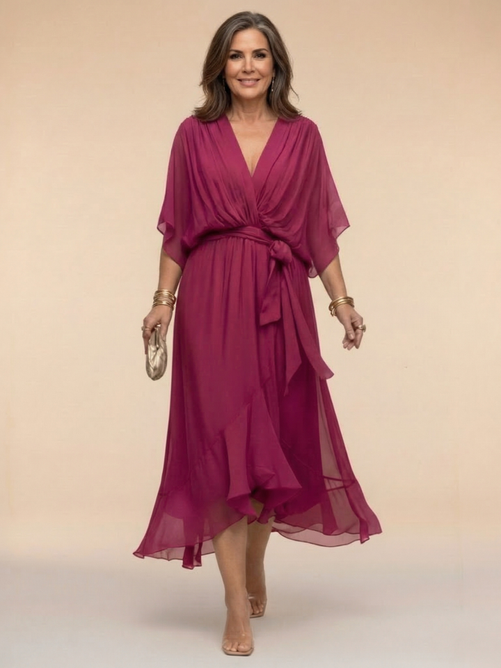Sandra | Vestido de Chiffon con Escote en V