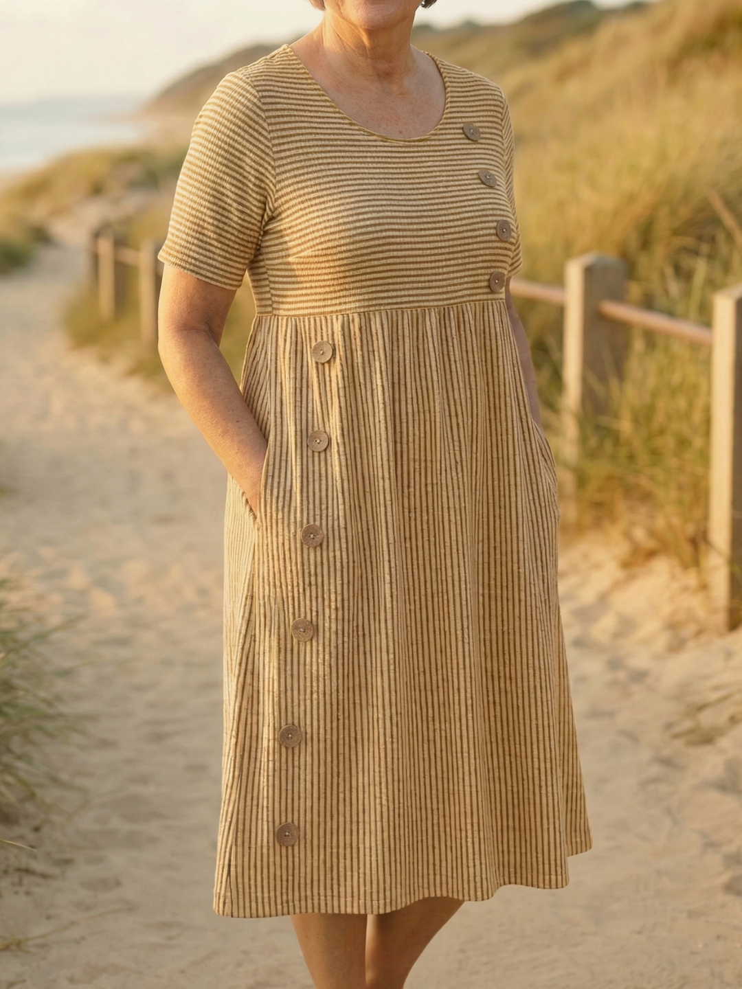 Brienne | Striped Midi Dress Effortless Comfort