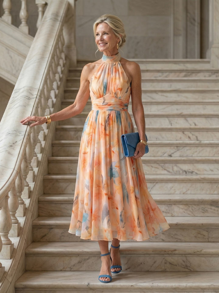 Élise | Robe midi douce à encolure halter