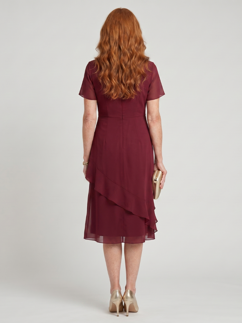 Élise | Robe midi à manches courtes et ourlet superposé