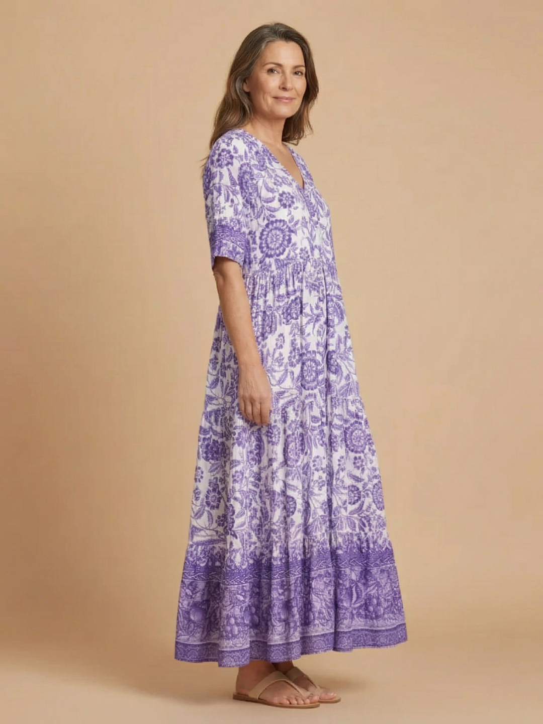 Lidia | Vestido Floral con Escote en V Elegante