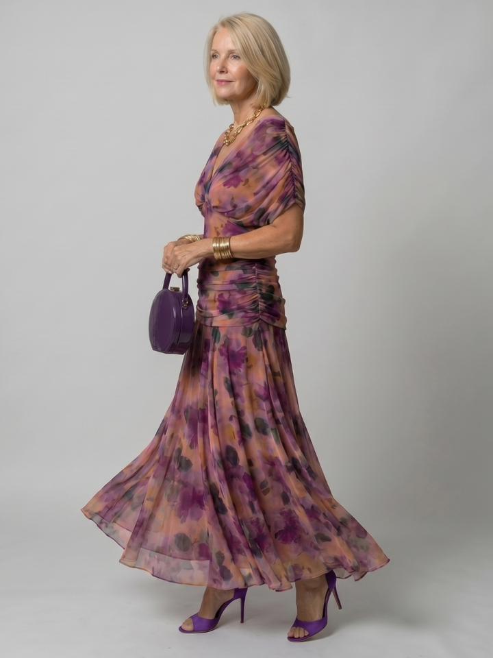 Denise | Robe midi fluide à épaules dénudées