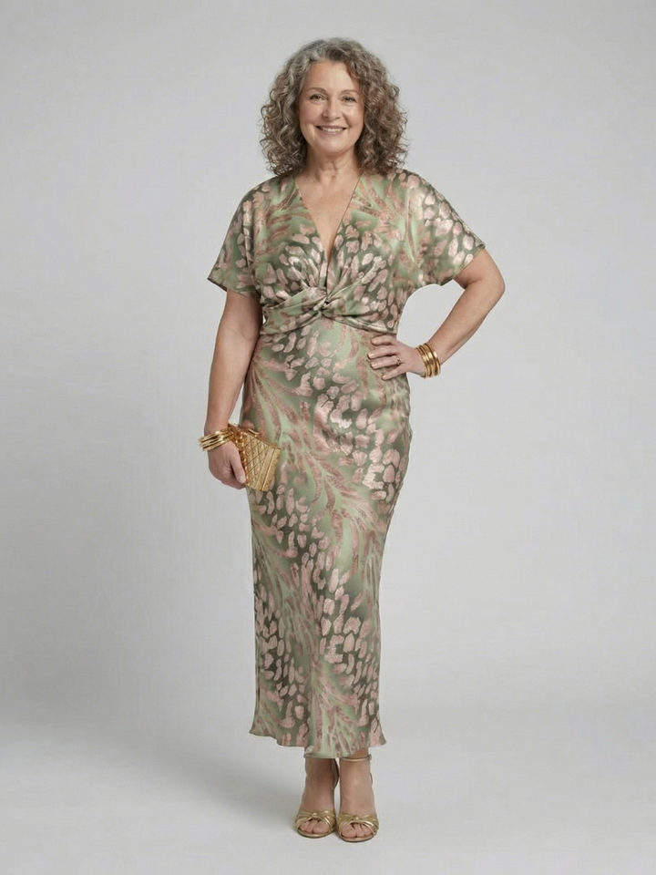 Coralie | Robe midi croisée à imprimé abstrait