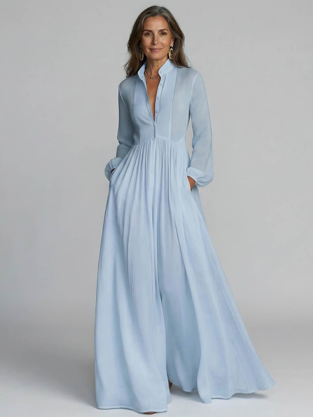 Esther | Vestido Maxi con Botones Frontal Fluidos