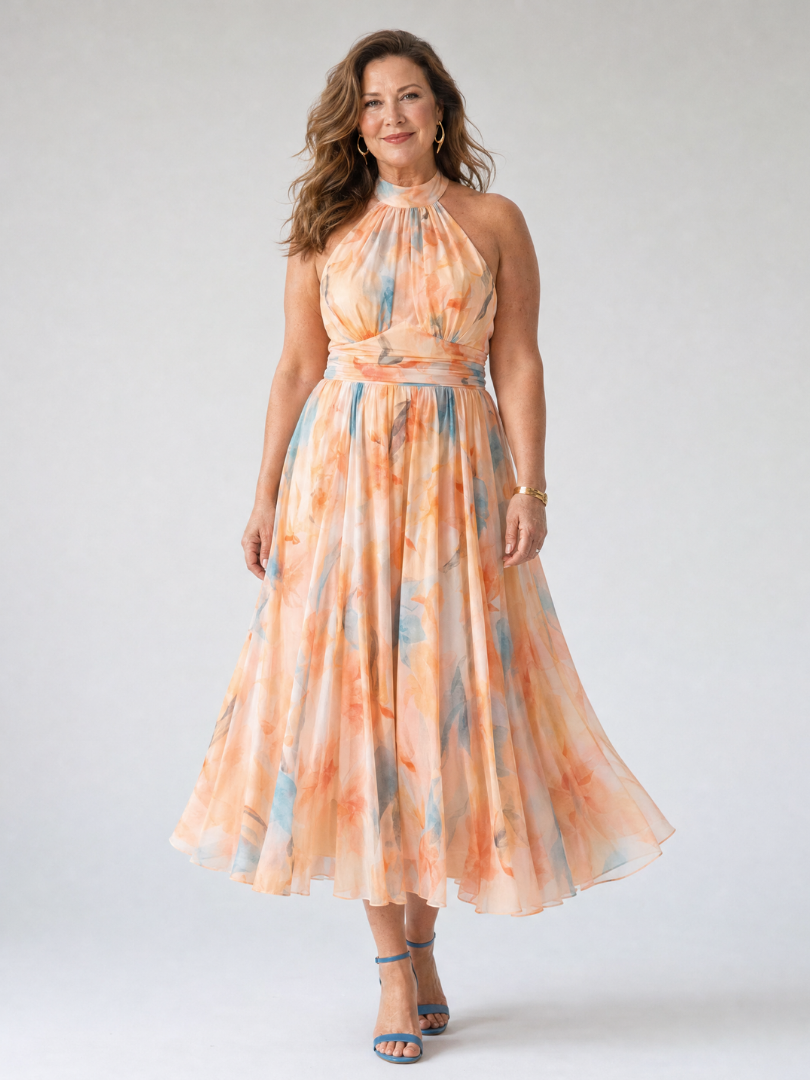 Élise | Robe midi douce à encolure halter