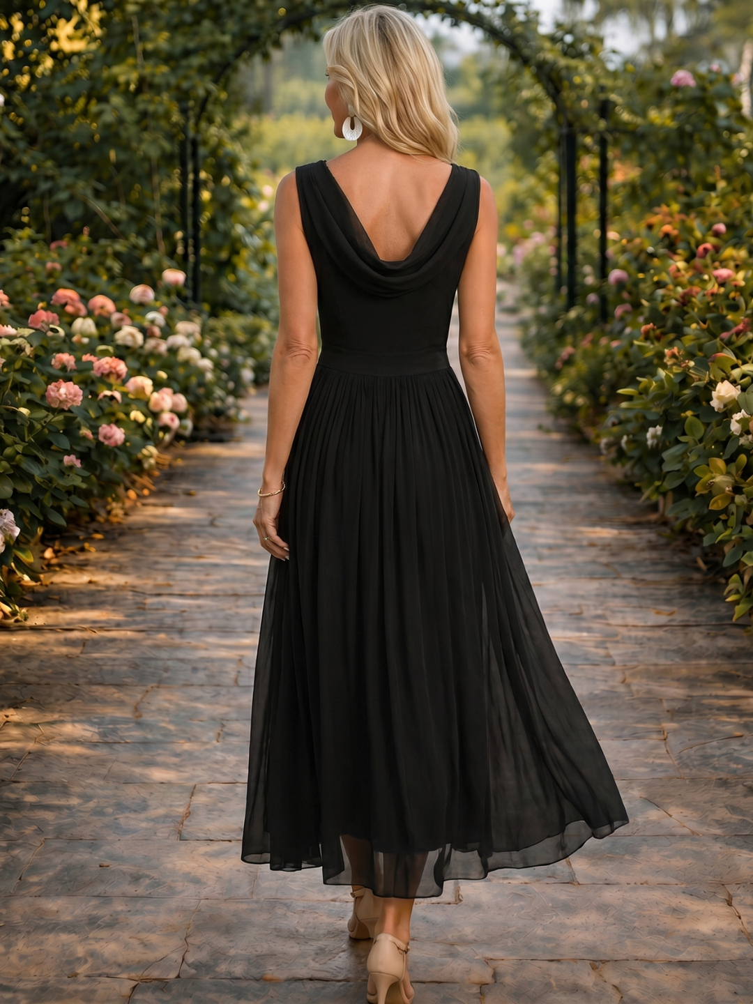 Vivienne | Women Draped Pleated Guest Midi Dress