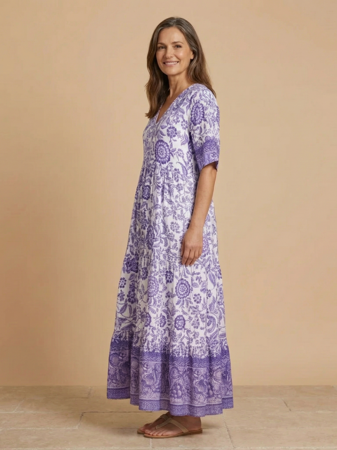 Lidia | Vestido Floral con Escote en V Elegante