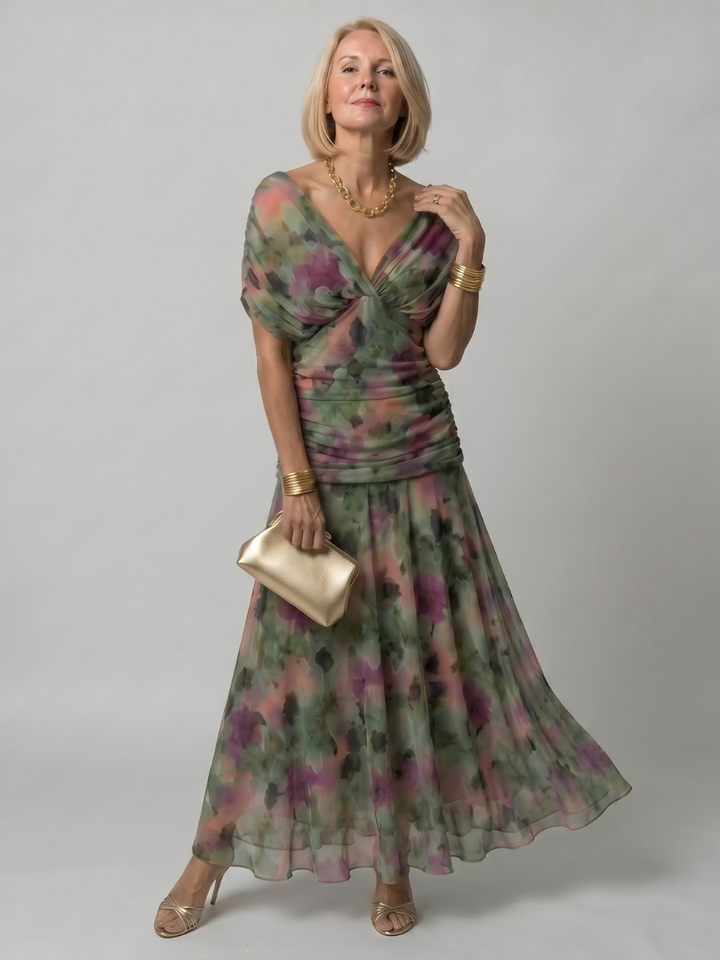 Denise | Robe midi fluide à épaules dénudées